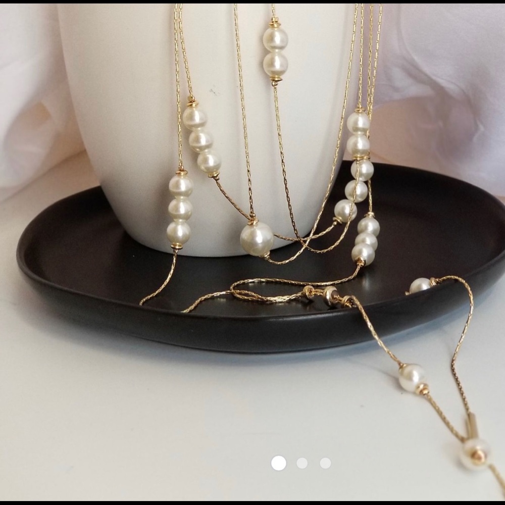 INC Pearl Multi-Strand Lariat Choker Necklace